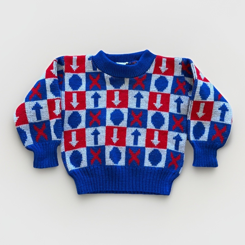 Vintage Judy‎ Philippine Sweater Infants 18 mon Blue Knit Acrylic Kids Toddlers